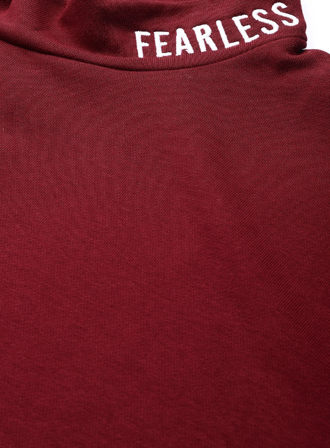 Women Maroon Solid Sweatshirt - Image 3