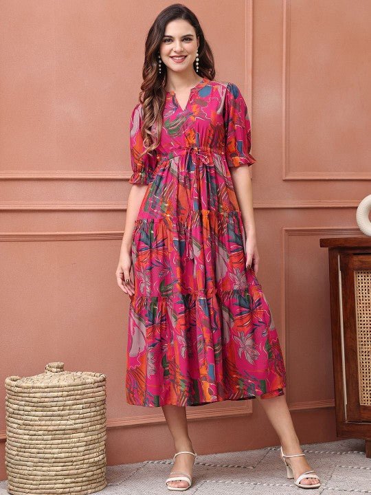 Women Floral Printed Fit & Flare Midi Dress - Image 3