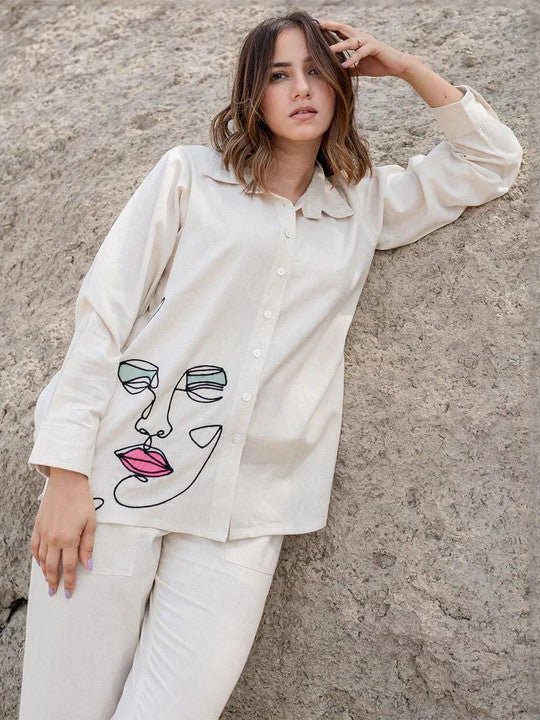 Embroidered Shirt With Trouser Co-Ords - Image 3
