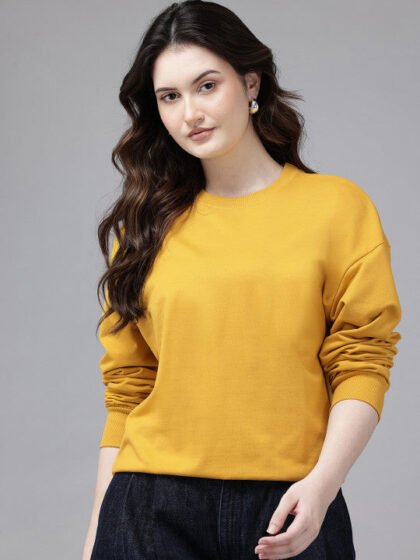 Drop-Shoulder Sleeves Pure Cotton Sweatshirt