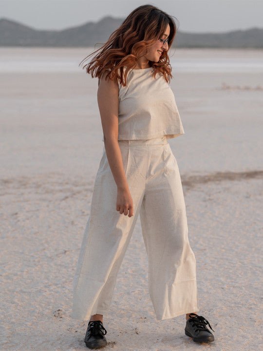 Round Neck Pure Cotton Top With Palazzo Co-Ords - Image 5