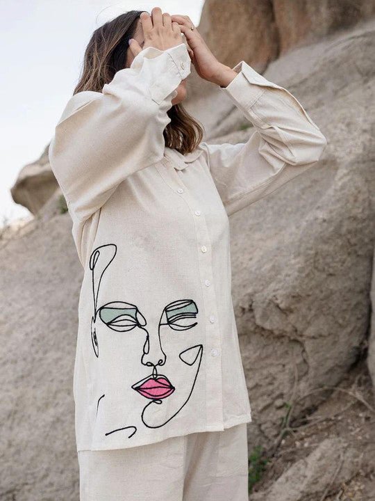 Embroidered Shirt With Trouser Co-Ords - Image 5