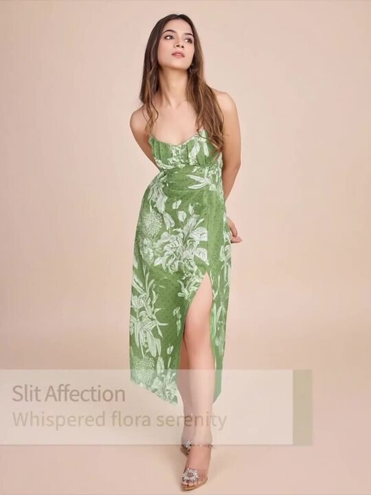 Tropical Print Fit & Flare Midi Dress - Image 2