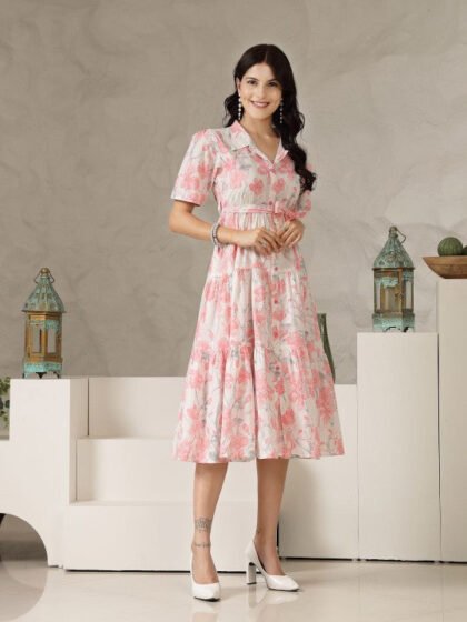 Floral Print Fit & Flare Midi Dress
