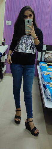 Women Black Sequinned Sweatshirt - Image 7