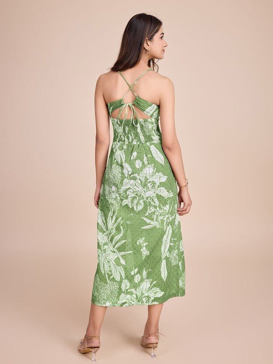 Tropical Print Fit & Flare Midi Dress - Image 3