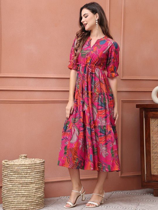 Women Floral Printed Fit & Flare Midi Dress