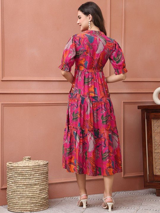 Women Floral Printed Fit & Flare Midi Dress - Image 2