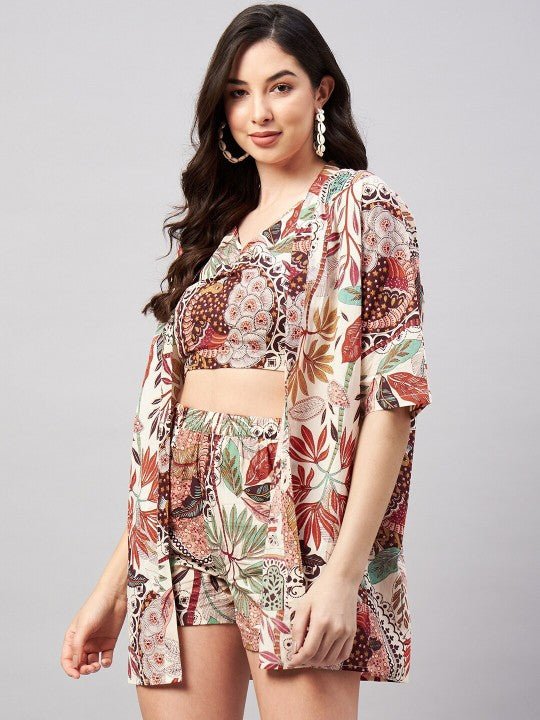 Ethnic Motifs Printed Pure Cotton Top With Shorts & Jacket - Image 2