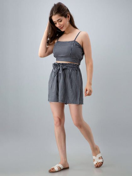 Checked Top and Shorts Co-Ords Set
