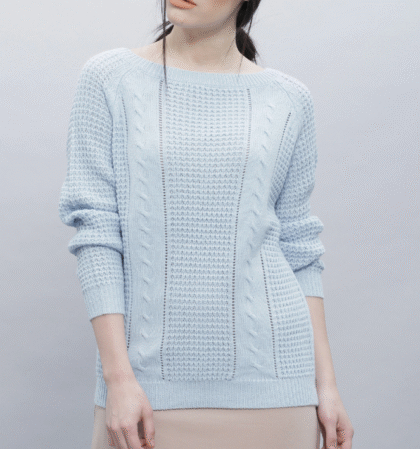 Women Blue Self-Design Sweater