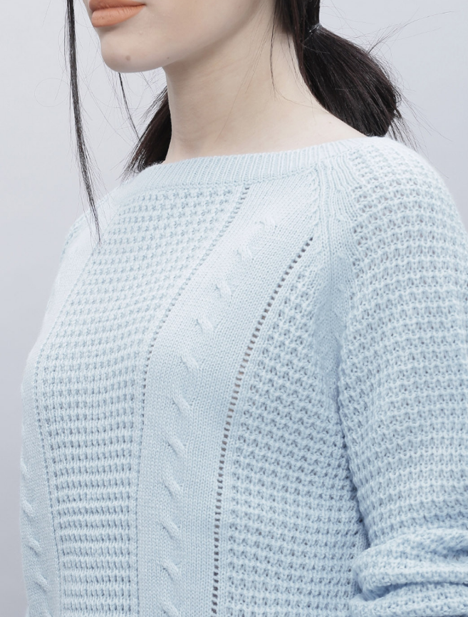 Women Off-White Self-Design Sweater - Image 9