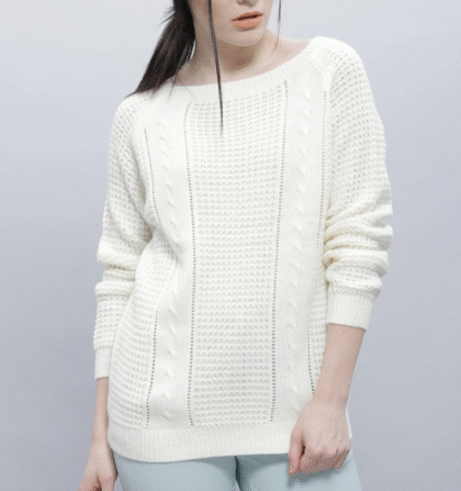 Women Off-White Self-Design Sweater