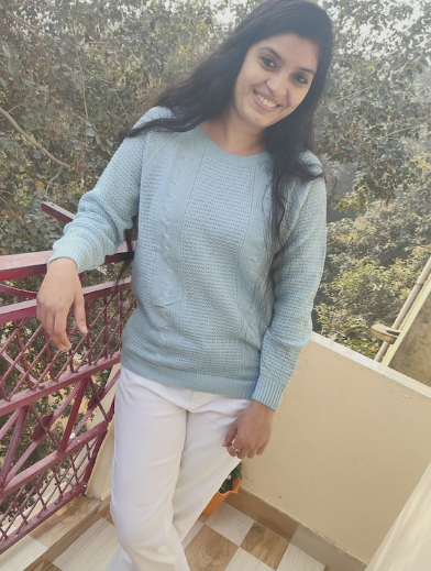 Women Blue Self-Design Sweater - Image 4