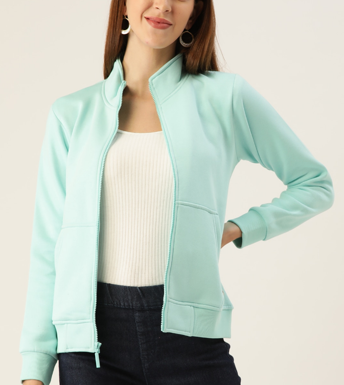 Women Blue Solid Sweatshirt