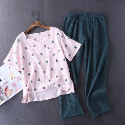 Cactus Print Two-Piece Night Suits