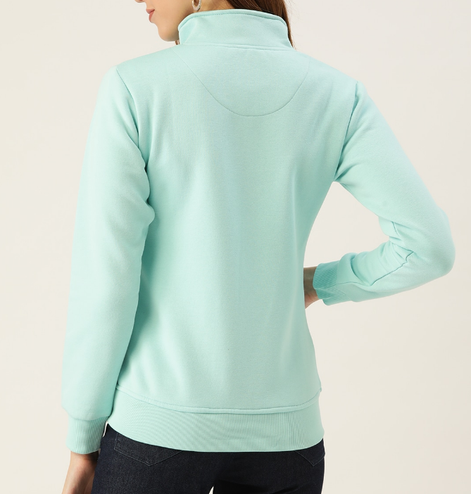 Women Blue Solid Sweatshirt - Image 2