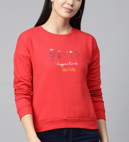 Red Floral Printed Sweatshirt