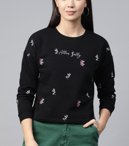 Black & White Floral Printed Sweatshirt