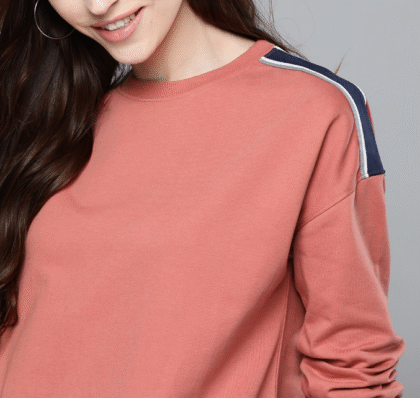 Women Pink Solid Sweatshirt
