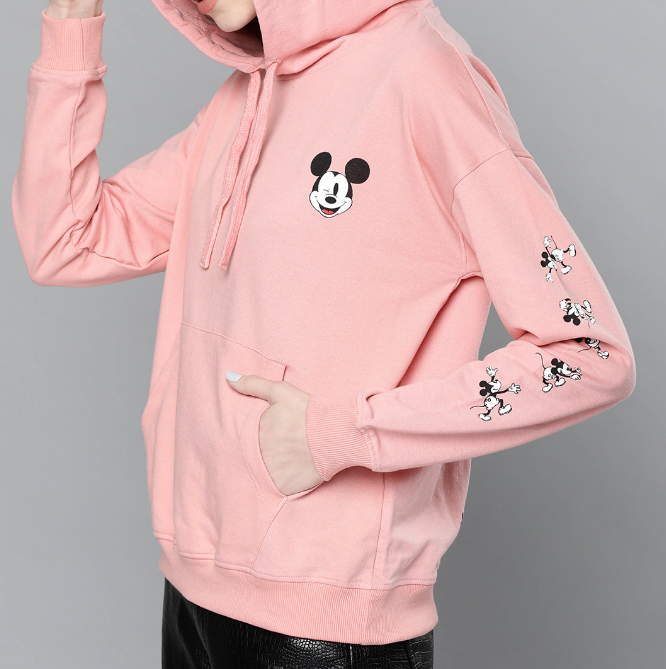 Women Peach-Coloured Solid Hooded Sweatshirt - Image 3