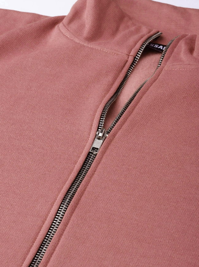 Women Dusty Pink Solid Sweatshirt - Image 3