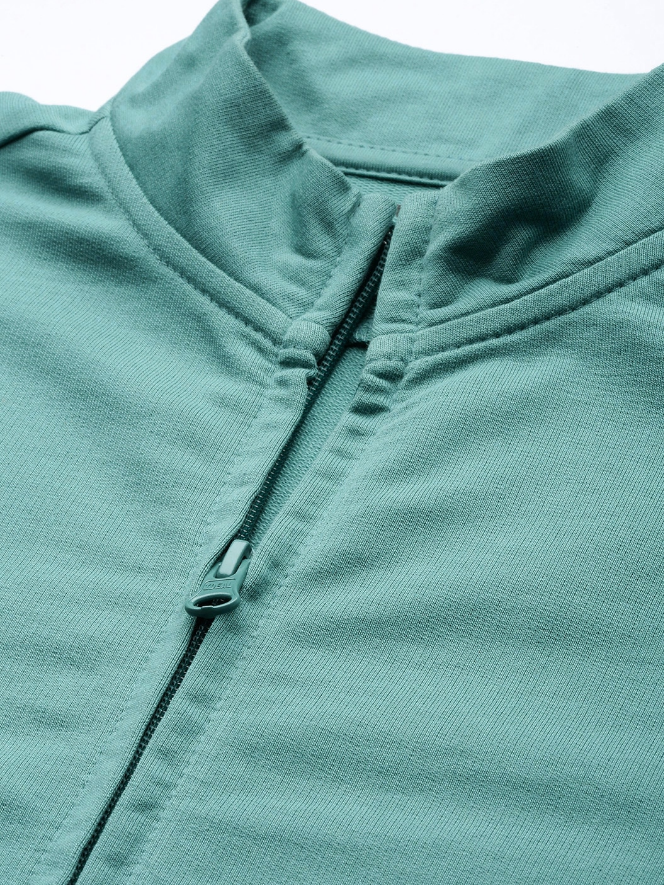 Women Green Solid Sweatshirt with Side Panel - Image 3