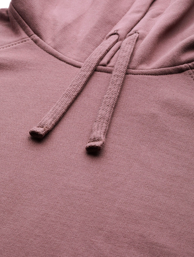 Women Mauve Solid Hooded Sweatshirt - Image 3