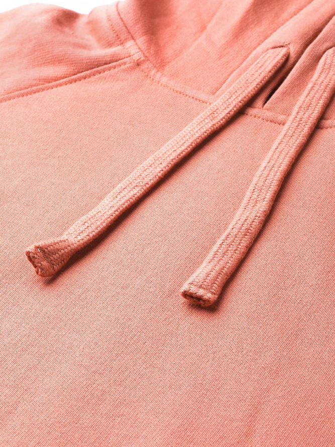 Women Peach-Coloured Solid Hooded Sweatshirt - Image 3