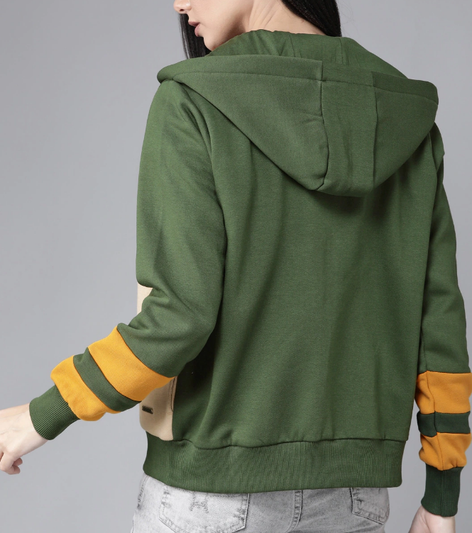 Women Beige & Olive Green Antiviral Protective Finish Sweatshirt - Image 2