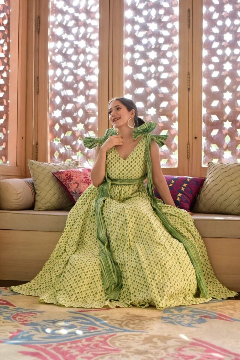Yasmin green bow maxi - Image 4