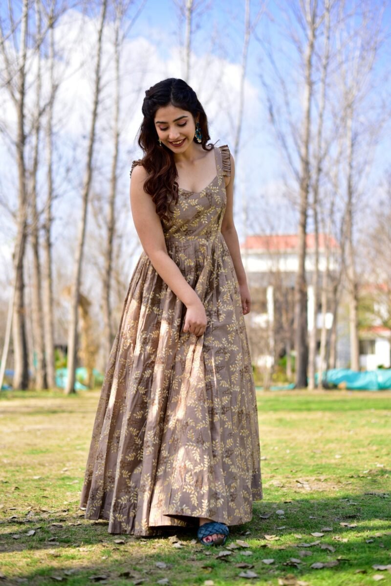 casper brown chanderi dress - Image 4