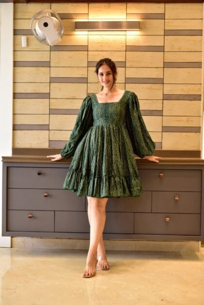 green anchal muslin dress