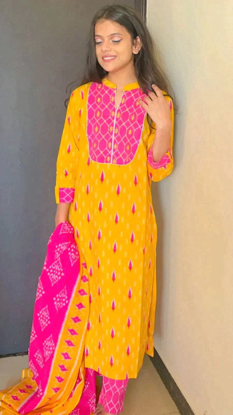 KesariyaVanity Elegant Ikkat Cotton Suit Set - DEAL - Image 7