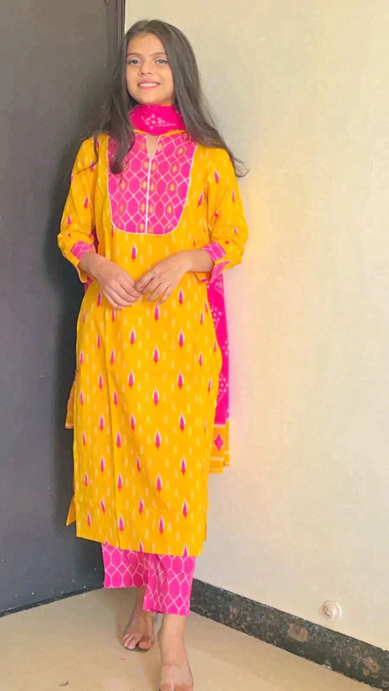 KesariyaVanity Elegant Ikkat Cotton Suit Set - DEAL - Image 6