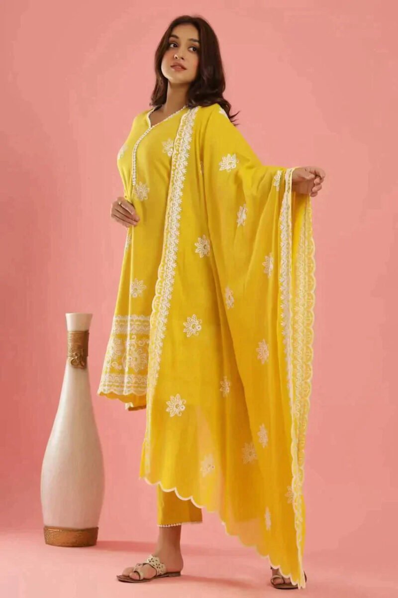 KesariyaVanity Sunshine Yellow Handwork Suit Set - DEAL - Image 2