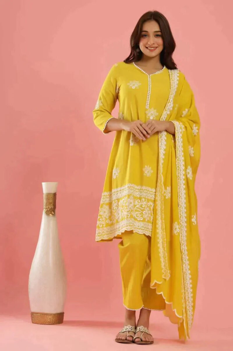KesariyaVanity Sunshine Yellow Handwork Suit Set - DEAL - Image 4