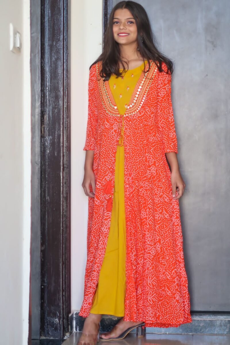 KesariyaVanity Must Have Festive Ready Bandhej Gown Suit - DEAL - Image 5