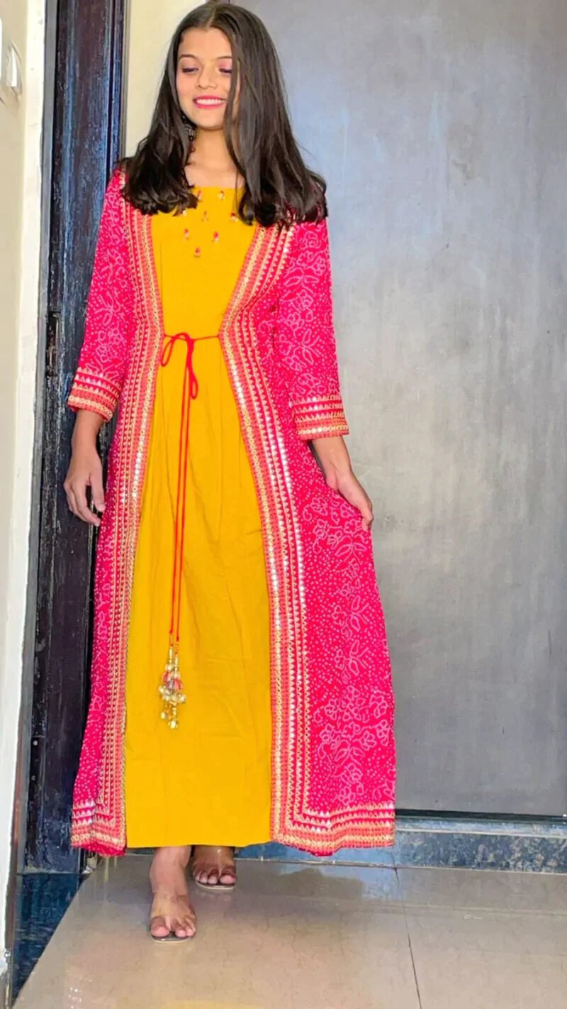 KesariyaVanity Must Have Festive Ready Bandhej Gown Suit - DEAL - Image 4