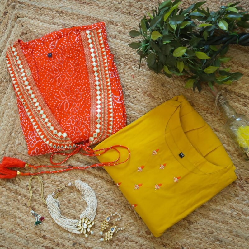 KesariyaVanity Must Have Festive Ready Bandhej Gown Suit - DEAL - Image 2