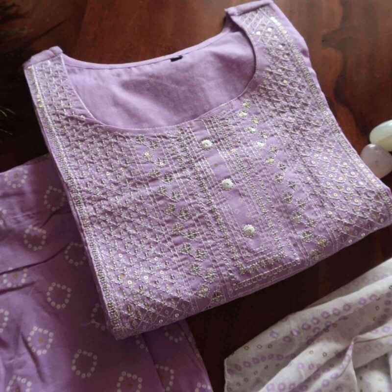 Lavender Bandhej Sequin Suit (3 piece) - Image 2