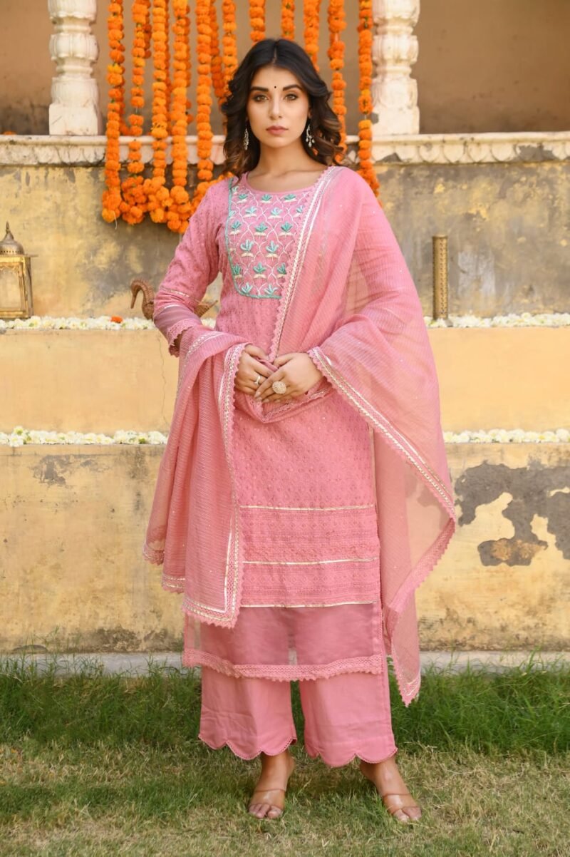 SALE: Onion Pink Handwork Romance Suit (3 piece) - Image 2