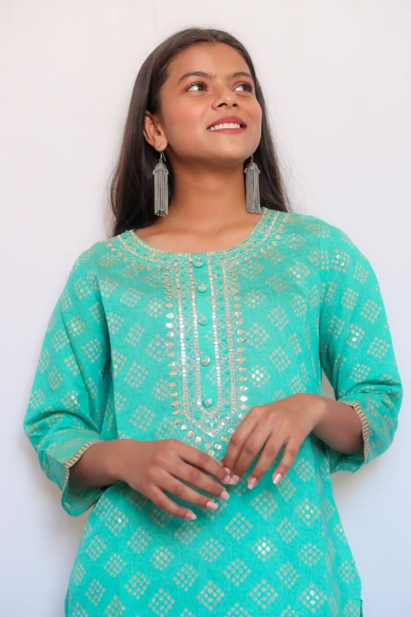 SALE: Turquoise Handwork Suit Set - Image 4