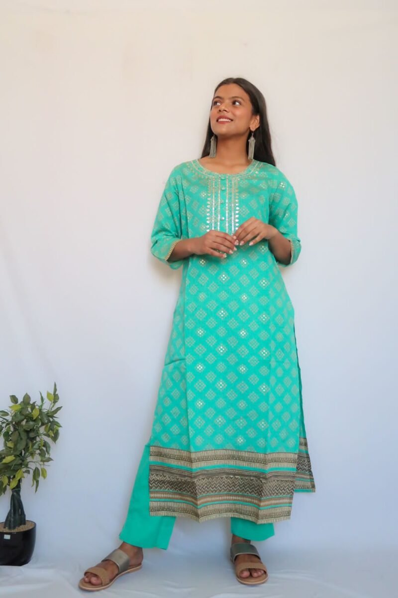 SALE: Turquoise Handwork Suit Set - Image 2