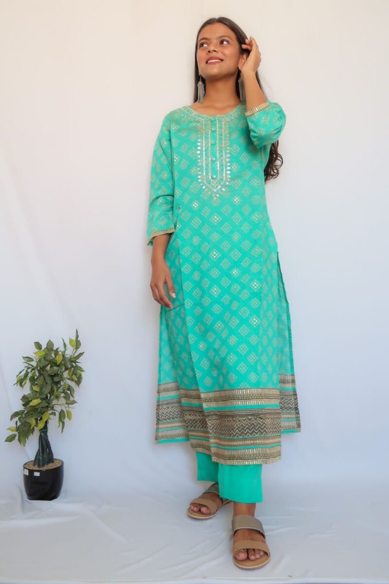 SALE: Turquoise Handwork Suit Set - Image 3