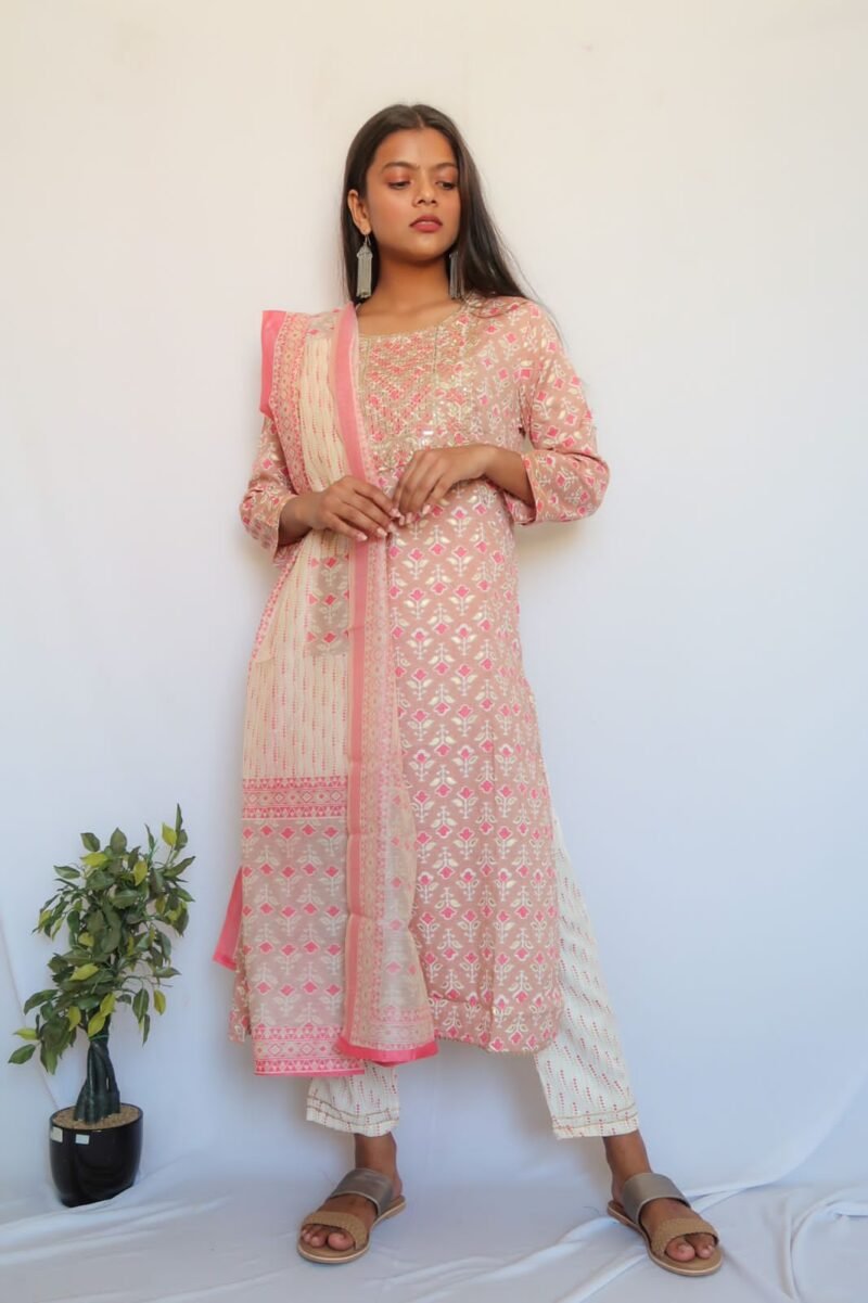 SALE: Soft Pink Latte Sequin Suit Set - Image 5