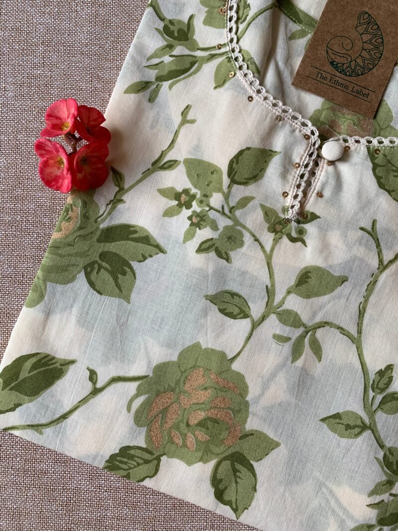Cream Mehendi "Gold" Cotton Kurta - Image 2
