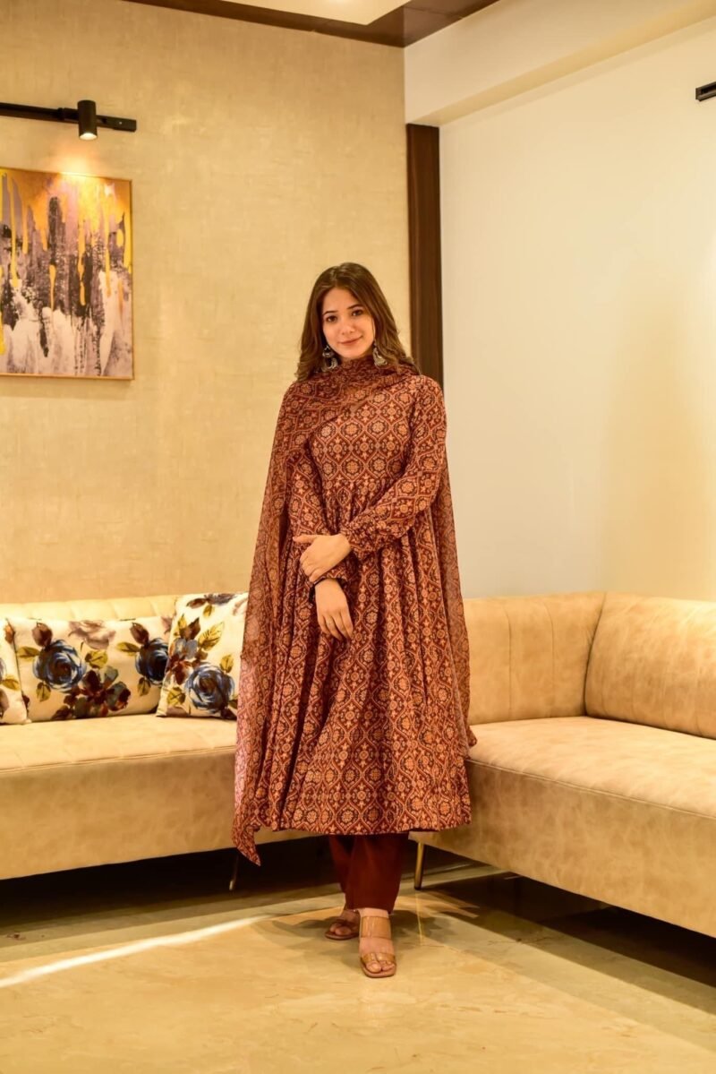 blazing brown muslin suit set - Image 3