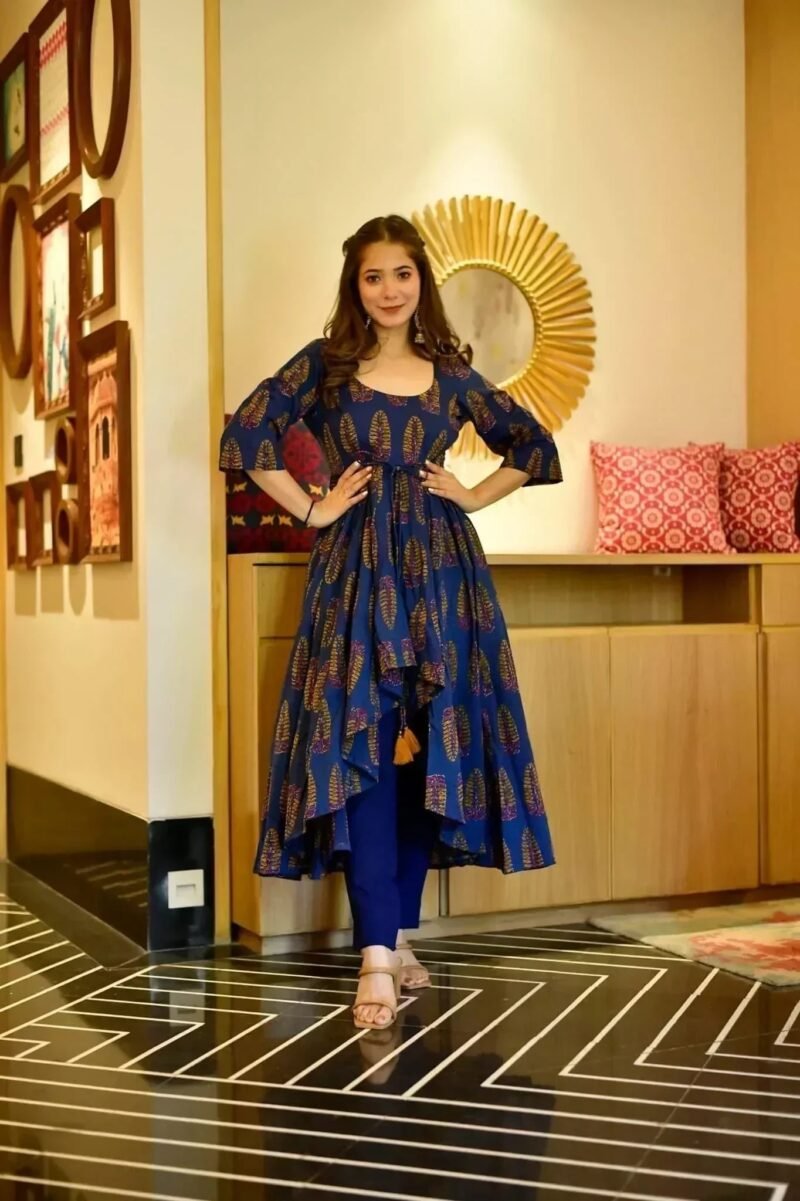 shruti blue cotton kurta set - Image 6