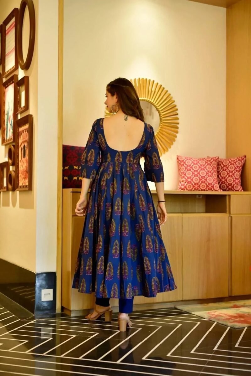 shruti blue cotton kurta set - Image 5
